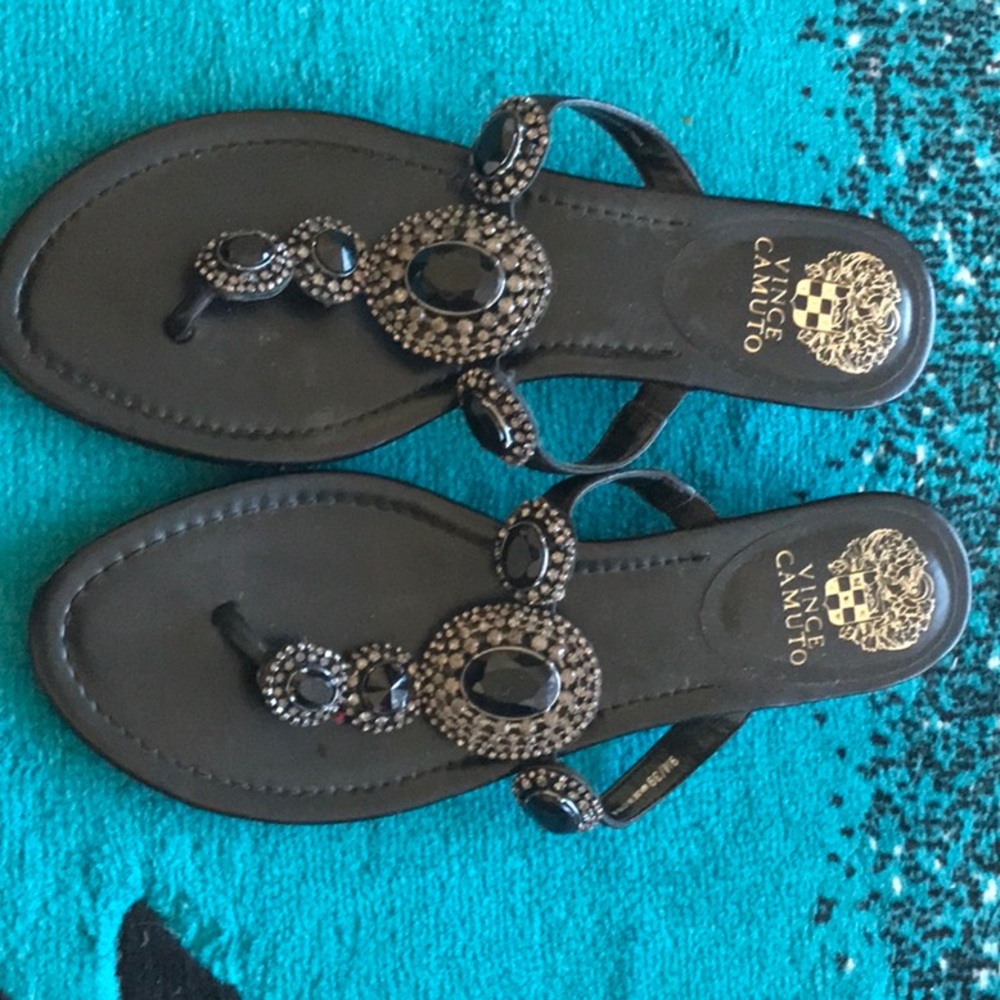 Pretty jeweled leather thongs.